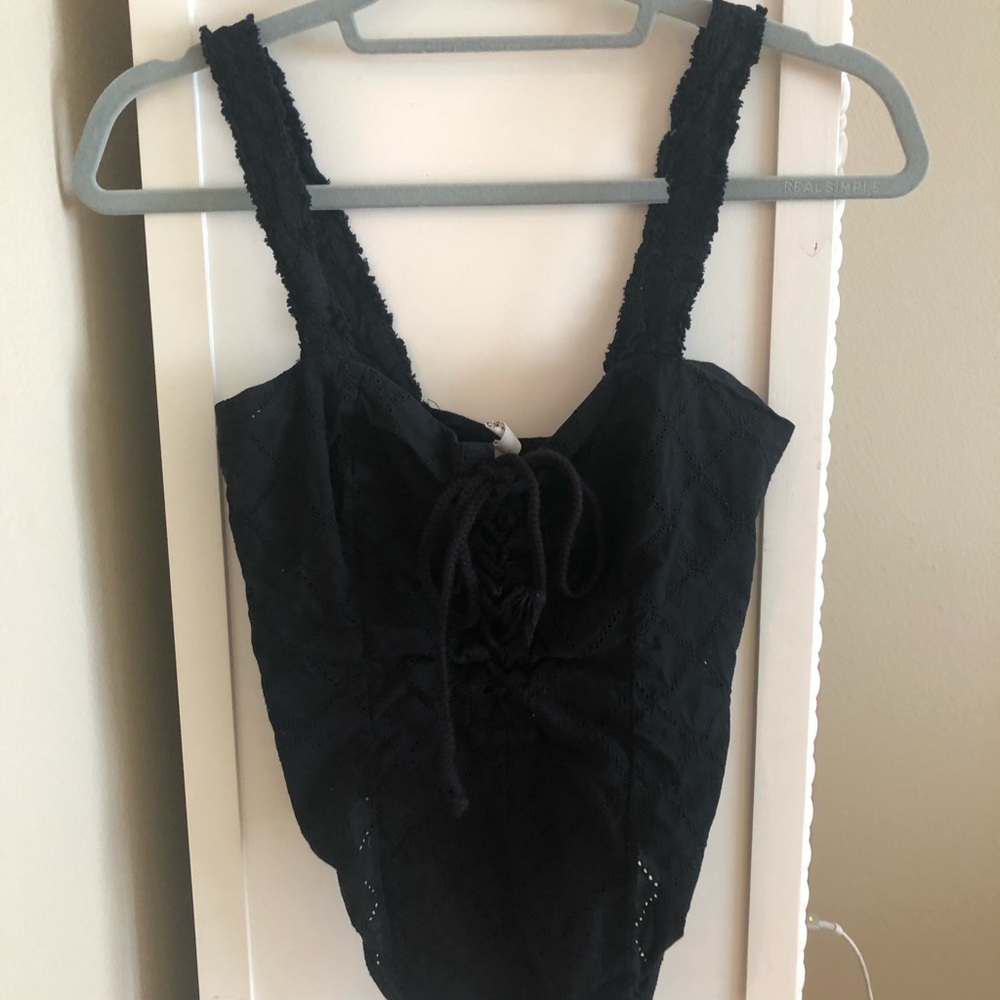 FREE PEOPLE TIE V NECK BODYSUIT